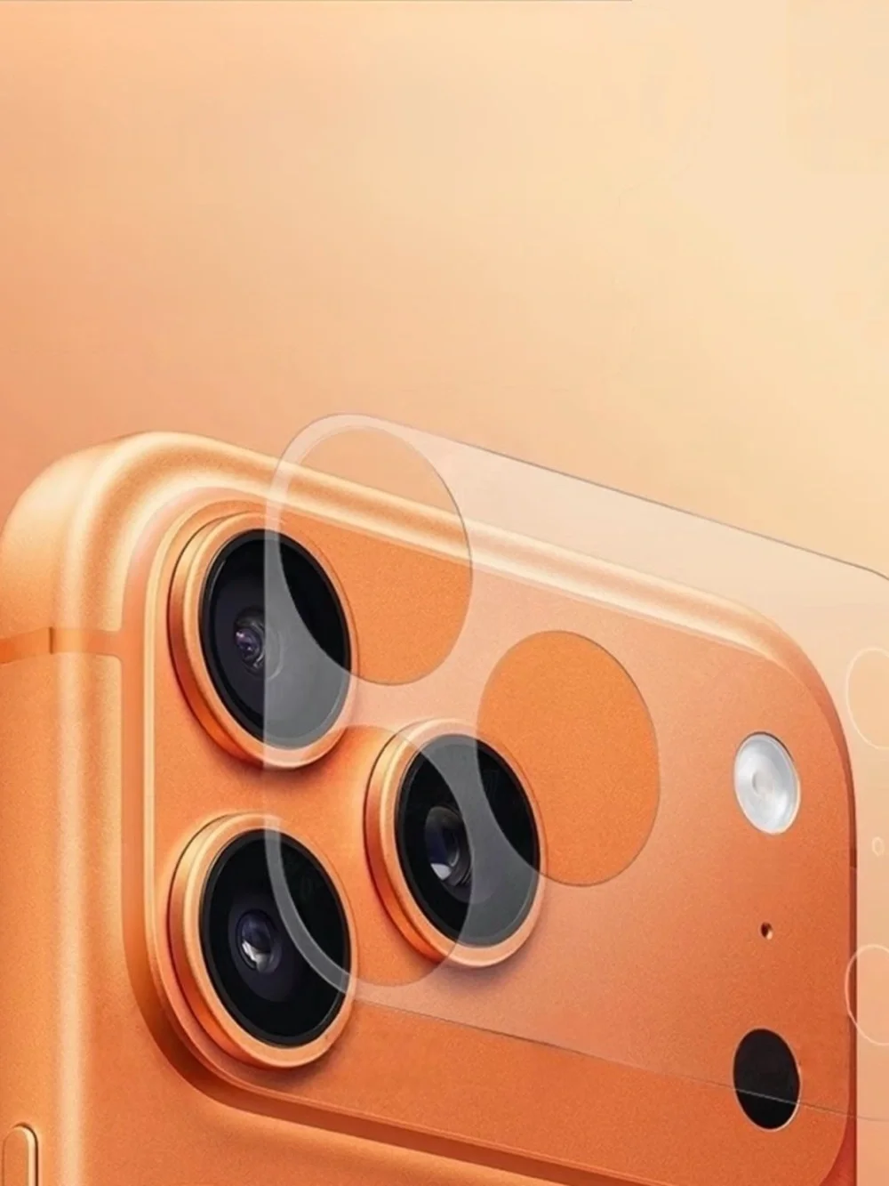 Apple Orange iPhone with Clear Camera Lens Protector